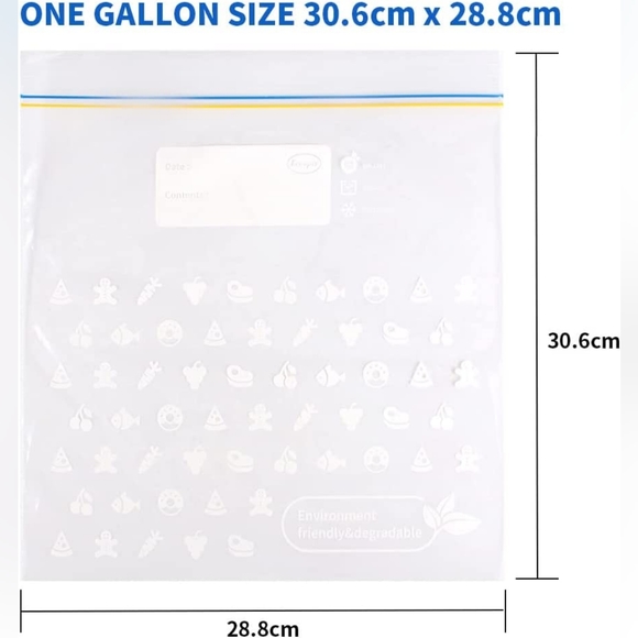 3 Pack Compostable + Antibacterial Plastic Baggies- 1 Gallon Storage/Freezer Bag - Picture 7 of 7